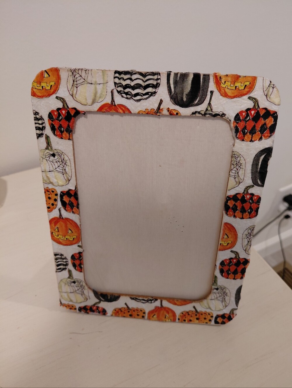 Halloween Pumpkin Pattern Photo Frame - Orange, Black & White